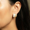 Vintage Mother-of-Pearl Brushed Gold Sqaure Studs | Ornate