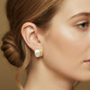 Vintage Mother-of-Pearl Brushed Gold Sqaure Studs | Ornate