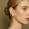 Vintage Mother-of-Pearl Brushed Gold Sqaure Studs | Ornate