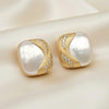 Vintage Mother-of-Pearl Brushed Gold Sqaure Studs | Ornate