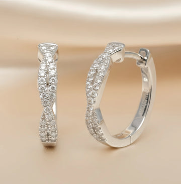 Moissanite Full Pavé Twisted Hoops | Aria