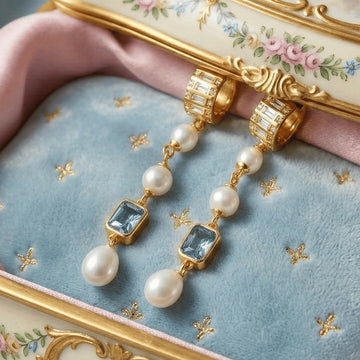 Blue Spinel & Natural Freshwater Pearl Long Drops | Pastel