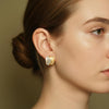 Vintage Mother-of-Pearl Brushed Gold Sqaure Studs | Ornate