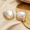 Vintage Mother-of-Pearl Brushed Gold Sqaure Studs | Ornate