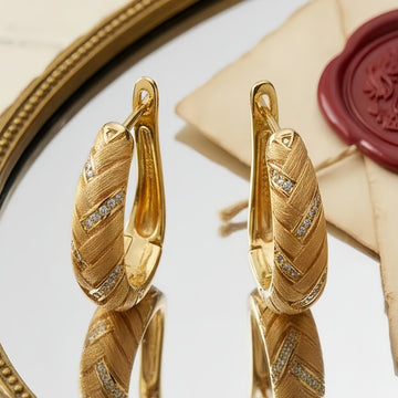 Vintage Hand-Brushed Gold Braided Hoops | Orante