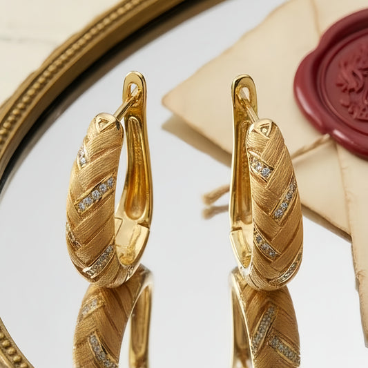 Vintage Hand-Brushed Gold Braided Hoops | Orante