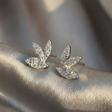 Moissanite Pavé Clover Leaf Silver Studs | Jardin