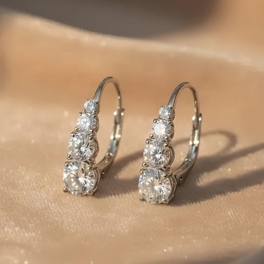 2CT Graduated Moissanite Silver Hoops | Aria