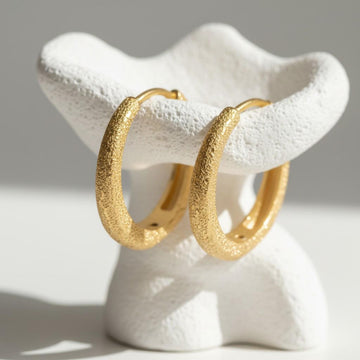 Small Tapered Molten Textured Gold Hoops | Orante