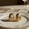 Teardrop Textured Gold Egg Stud Earrings | Ornate