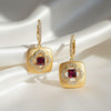 Vintage Floral Lab Ruby Brushed Gold Drop Earrings | Chroma