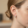 Lavender Purple CZ Spiral Matte Silver Huggie Hoops | Pastel