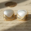Vintage Mother-of-Pearl Brushed Gold Sqaure Studs | Ornate