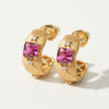 Lab Ruby Vintage Brushed Gold Hoops | Chroma