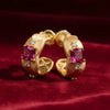 Lab Ruby Vintage Brushed Gold Hoops | Chroma