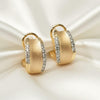 Vintage Wide Brushed Gold CZ Huggie Hoops | Orante
