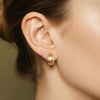 Vintage Wide Brushed Gold CZ Huggie Hoops | Orante