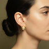 Vintage Hand-Brushed Gold Croissant CZ Studs | Ornate