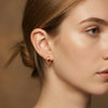 Lab Ruby Vintage Brushed Gold Hoops | Chroma