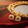Vintage Floral Lab Ruby Brushed Gold Drop Earrings | Chroma