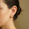 Vintage Wide Brushed Gold CZ Huggie Hoops | Orante