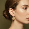Vintage Floral Lab Ruby Brushed Gold Drop Earrings | Chroma