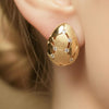 Teardrop Textured Gold Egg Stud Earrings | Ornate