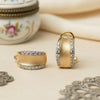 Vintage Wide Brushed Gold CZ Huggie Hoops | Orante
