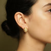 Vintage Hand-Brushed Gold Croissant CZ Studs | Ornate
