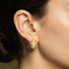 Vintage Hand-Brushed Gold Croissant CZ Studs | Ornate
