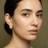 Vintage Hand-Brushed Gold Croissant CZ Studs | Ornate