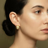 Vintage Hand-Brushed Gold Croissant CZ Studs | Ornate