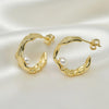 Freshwater Pearl Wavy Textured Gold Hoops | Ornate