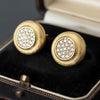 Vintage Matte Gold Moissanite Pavé Button Studs | Orante
