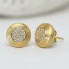 Vintage Matte Gold Moissanite Pavé Button Studs | Orante