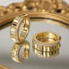 Moissanite Full Eternity Fluted Gold Small Hoops | Aria