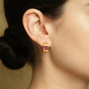 Lab Ruby Vintage Brushed Gold Hoops | Chroma