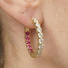 1.5CT Moissanite & Ruby Inside-Out Gold Hoops | Chroma