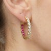 1.5CT Moissanite & Ruby Inside-Out Gold Hoops | Chroma