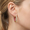 1.5CT Moissanite & Ruby Inside-Out Gold Hoops | Chroma