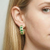 Oval Green Spinel Halo Vintage Gold Hoops | Chroma