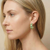 Oval Green Spinel Halo Vintage Gold Hoops | Chroma
