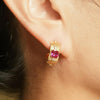 Lab Ruby Vintage Brushed Gold Hoops | Chroma