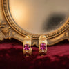Lab Ruby Vintage Brushed Gold Hoops | Chroma