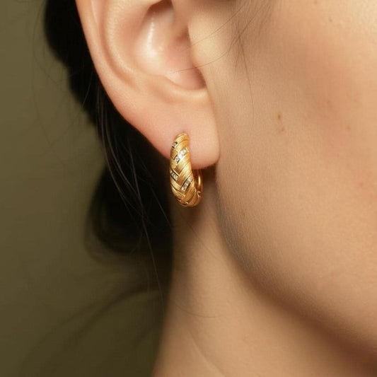 Vintage Hand-Brushed Gold Braided Hoops | Orante