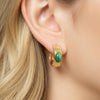 Natural Green Malachite Fluted Gold Hoops | Ornate