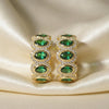 Oval Green Spinel Halo Vintage Gold Hoops | Chroma