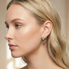 Natural Green Malachite Fluted Gold Hoops | Ornate
