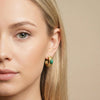 Natural Green Malachite Fluted Gold Hoops | Ornate