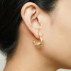 Freshwater Pearl Wavy Textured Gold Hoops | Ornate